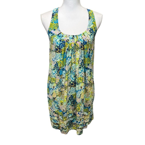 Ali Ro Sleeveless Racerback Flowy Silk Ribbon Front Shift Dress Abstract Size 0 - Picture 1 of 13